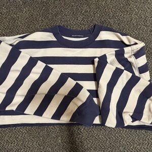 Navy and White Striped Brandy Melville Sweatshirt